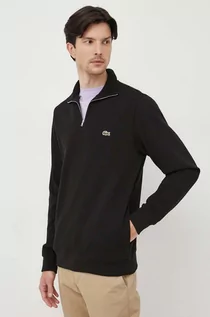 Swetry męskie - Lacoste sweter bawełniany kolor czarny z półgolfem - grafika 1