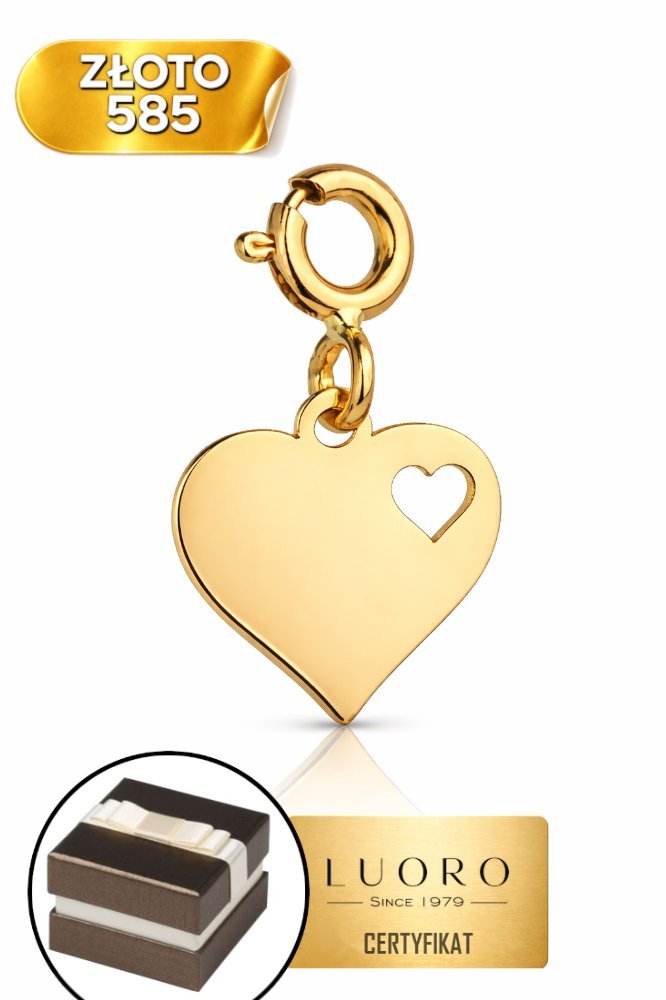 ZAWIESZKA ZŁOTA 585 14K SERCE MODNA DELIKATNA 1,5 CM PRESTIŻOWY CHARMS