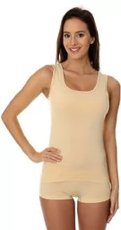 Bezrękawnik damski Brubeck Comfort Cotton TA00510 beżowy - Koszulki i topy damskie - miniaturka - grafika 1