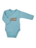 Body dla niemowląt - Niemowlęce body z długim rękawem kosmos turkusowy Nicol,r.56 - miniaturka - grafika 1