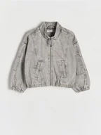 Kurtki i płaszcze dla dziewczynek - Reserved - Jeansowa kurtka bomber - jasnoszary - miniaturka - grafika 1