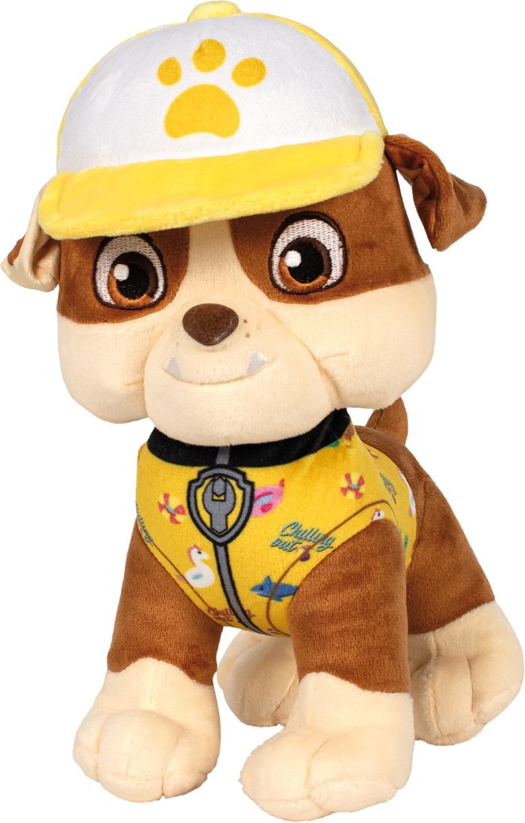 Schmidt Spiele 42828 Psi Patrol, Rubble, Summer Edition, pluszowa figurka, 28 cm, wielokolorowa
