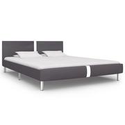 Łóżka - vidaXL Rama łóżka, szara, sztuczna skóra, 160 x 200 cm - miniaturka - grafika 1