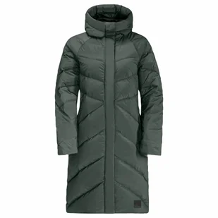 Damski płaszcz puchowy Jack Wolfskin MARIENPLATZ COAT W slate green - XS - Płaszcze damskie - miniaturka - grafika 1