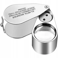 Mikroskopy i lupy - LUPA JUBILERSKA SZKŁO POWIĘKSZAJĄCE OŚWIETLENIE LED UV DO CZYTANIA 40x25mm - miniaturka - grafika 1