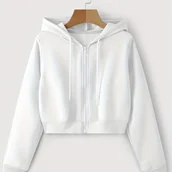 Inne - TEMU Bluza z kapturem z długim rękawem, wiązana na dole, zapinana na zamek błyskawiczny, na wiosnę i jesień, odzież damska. - miniaturka - grafika 1