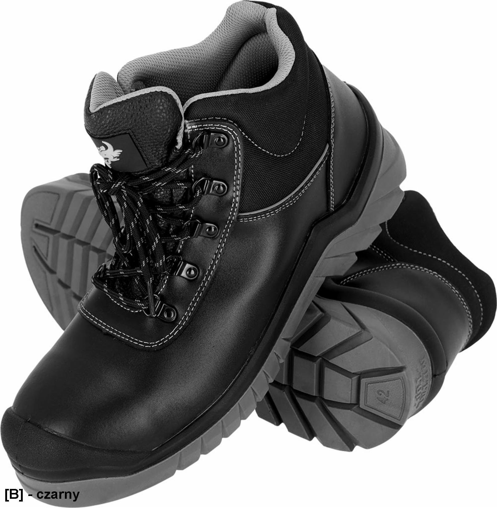 Męskie trzewiki buty bezpieczne gładka skóra bawola kompozytowy podnosek wkładka podeszwa antypoślizgowa olejoodporna antyelektrostatyczna BCBOLD-T S1 PL SR FO 47