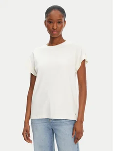 Tommy Hilfiger T-Shirt Gold Button WW0WW45628 Biały Regular Fit - Koszulki i topy damskie - miniaturka - grafika 1