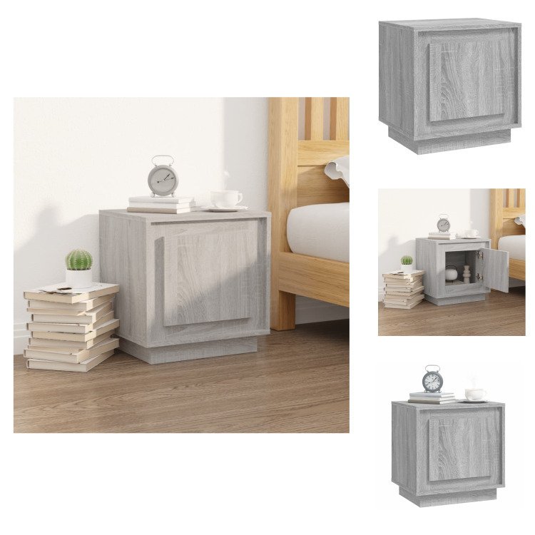 vidaXL Szafka nocna Szara Sonoma 44x35x45 cm Materiał drewnopochodny - Szafki nocne