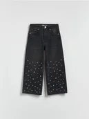 Spodnie i spodenki dla dziewczynek - Reserved - GIRLS` JEANS TROUSERS - czarny - miniaturka - grafika 1