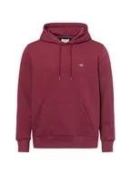 Bluzy męskie - Gant Męska bluza z kapturem Mężczyźni Materiał dresowy czerwony jednolity, S - miniaturka - grafika 1