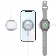 Ładowarki do telefonów - ŁADOWARKA INDUKCYJNA – MAGSAFE – QI – 15W + KABEL USB 2M – WR-3IN1 – BIAŁA - miniaturka - grafika 1