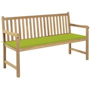 Ławki ogrodowe - vidaXL Ławka ogrodowa z jasnozieloną poduszką, 150 cm, drewno tekowe - miniaturka - grafika 1