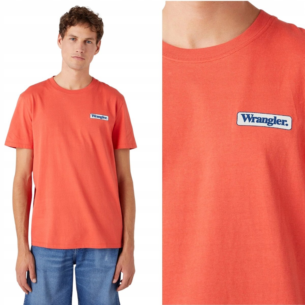 Wrangler LOGO TEE Paprika LUŹNY CZERWONY T-SHIRT BAWEŁNIANA KOSZULKA LOGO M