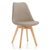 Krzesła - Krzesło skandynawskie z poduszką DUBLIN ciemnobeżowy welur - miniaturka - grafika 1