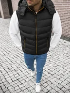 Kamizelki męskie - KAMIZELKA MĘSKA PIKOWANA Z KAPTUREM CZARNA OZONEE N/6875/1Z - Ozonee - miniaturka - grafika 1