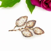 Broszki - Broszka srebrna - Gałązka z listkami - miniaturka - grafika 1