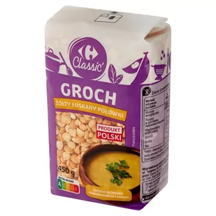 Carrefour Classic Groch żółty łuskany połówki 450 g - Ziarna i nasiona roślin strączkowych - miniaturka - grafika 1