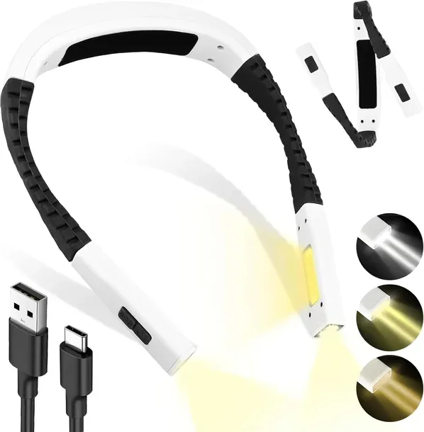 Lampka Do Czytania Na Szyję Led 9 Trybów Elastyczna Akumulator Usb-c 50cm