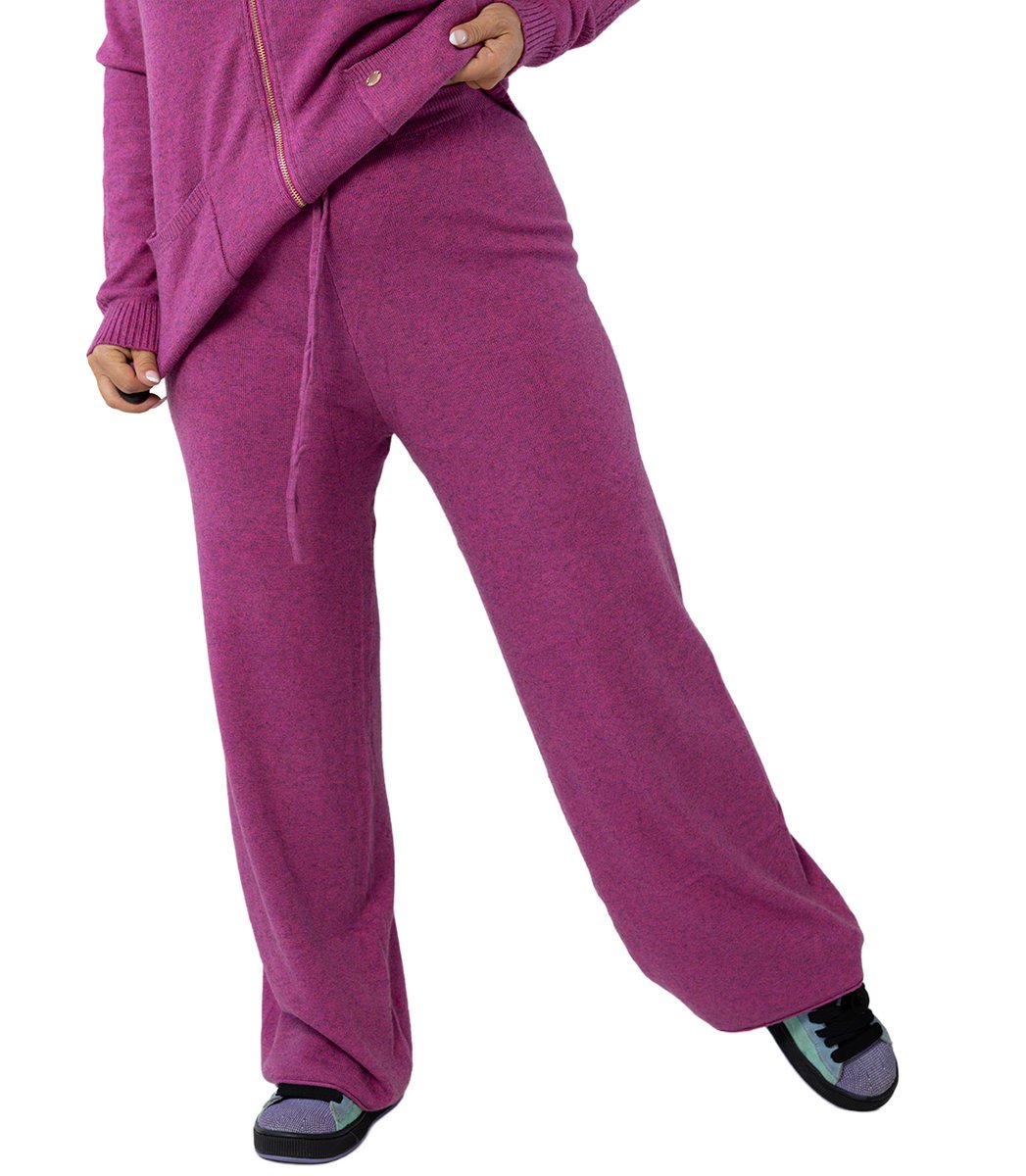 Luźne spodnie z melanżowej dzianiny AMELIA-L/XL