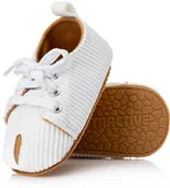 Buty dla dziewczynek - BST004 WHITE Białe buciki dziecięce do pierwszych kroków maluszka na CHRZEST roz. 21/22 - miniaturka - grafika 1