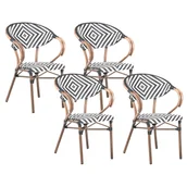 Fotele i krzesła ogrodowe - BELIANI Zestaw 4 krzeseł ogrodowych RIFREDDO Technorattan Czarny/ biały - miniaturka - grafika 1