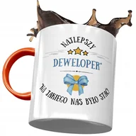 Kubki - Kubek Pomarańczowy dla Dewelopera Najlepszy z Nadrukiem ze Zdjęciem+ Opakowanie na prezent (wzór 01) - miniaturka - grafika 1