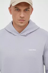 Calvin Klein bluza męska kolor szary z kapturem gładka - Bluzy męskie - miniaturka - grafika 1