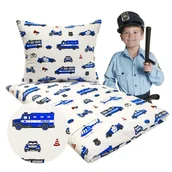 Pościel dla dzieci - Komplet Pościeli Dziecięcej 90x120 + 40x60 Policja Na Białym 100% Bawełna Polski Producent - miniaturka - grafika 1