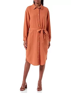 TOM TAILOR Denim Damski Sukienka bluzkowa z paskiem do wiązania 1032830, 30027 - Amber Orange, S - Sukienki - miniaturka - grafika 1
