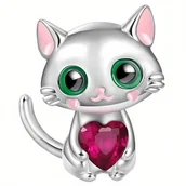 Charmsy - Charms do Pandora - CHARMS KOTEK Z SERCEM - miniaturka - grafika 1