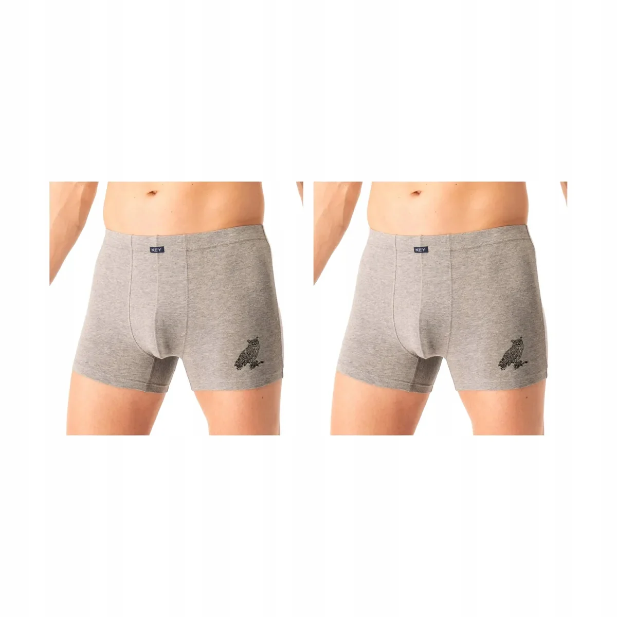 2-PAK Bokserki bawełniane Key MXH 703 szare guma w pasie płaski szew 2XL