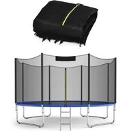 Akcesoria do trampolin - Siatka Zabezpieczająca do Trampoliny Ø305 cm, Komplet z 6 Słupkami, Odporna na UV, Podwójny Zamek, Model z Zewnętrznym Brzegiem, Kolor Czarny. - miniaturka - grafika 1