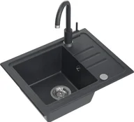 Zlewozmywaki - QUADRON BEN 116 + KATE czarny nakrapiany (BLACK DOTTED) + SYFON z ZAŚLEPKĄ - miniaturka - grafika 1