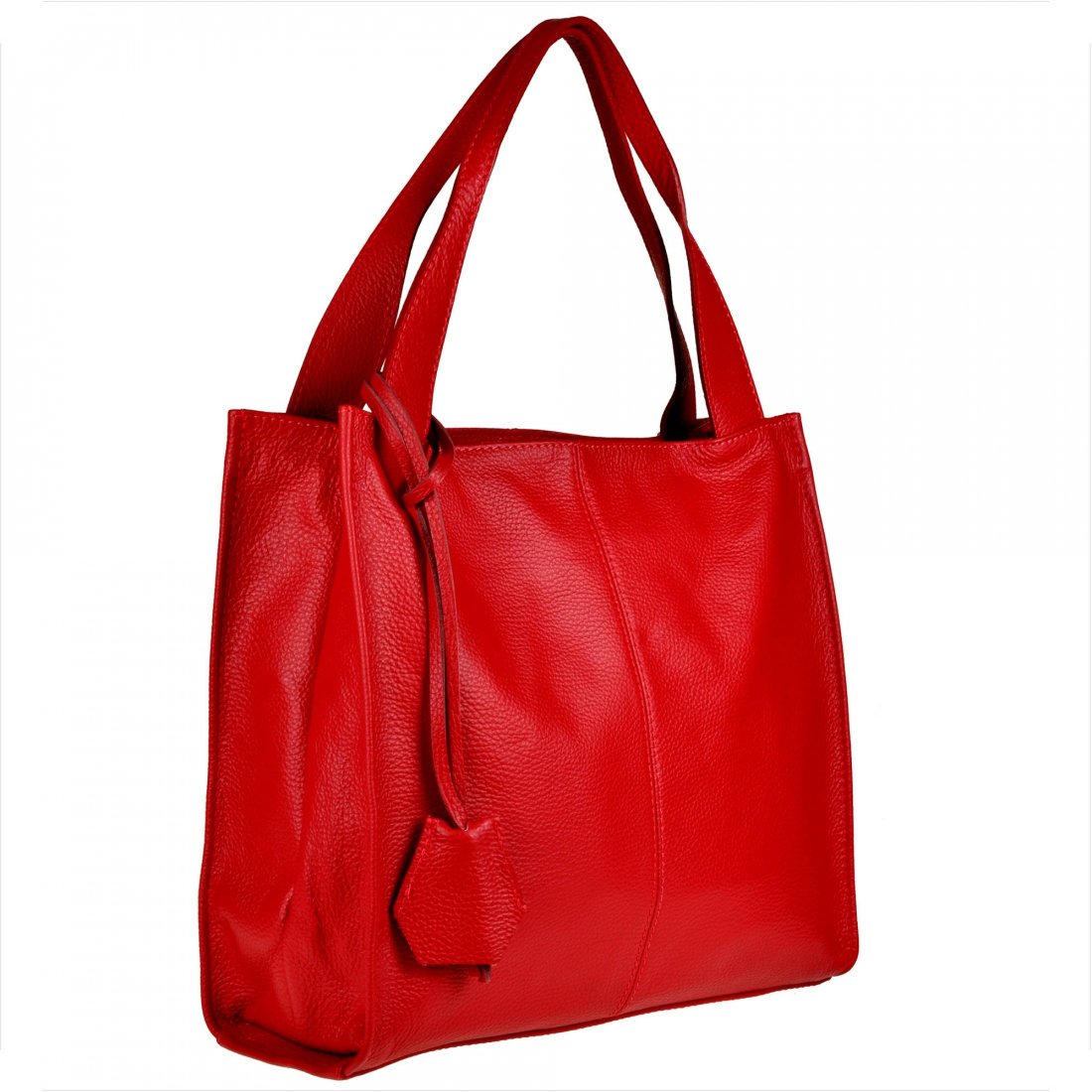 Duża torebka włoska shopper bag czerwona skóra naturalna