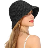 Czapki damskie - Kapelusz damskie buchet słomkowy letni plażowy przewiewny VIVA SUMMER BLACK - miniaturka - grafika 1