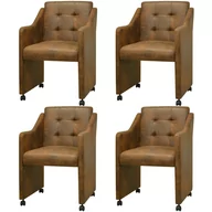 Krzesła - Krzesła do jadalni z brązową eko skórą 4 szt. 59x57,5x86,5 cm - miniaturka - grafika 1
