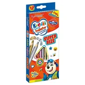 Szkolne artykuły papiernicze - Bambino Kredki Szkolne Trójkątne Super Size 12 Kolorów + Temperówka - miniaturka - grafika 1