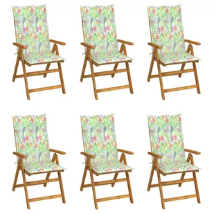vidaXL Składane krzesła ogrodowe z poduszkami, 6 szt., drewno akacjowe - Fotele i krzesła ogrodowe - miniaturka - grafika 1