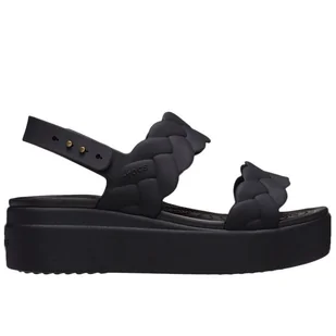 Klapki Crocs Brooklyn Woven Low Wedge 209977-060 - czarne - Klapki i japonki damskie - miniaturka - grafika 1