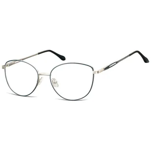Damskie okulary zerówki oprawki korekcyjne kocie oczy Flex 888C srebrno-granatowe - Okulary korekcyjne, oprawki, szkła - miniaturka - grafika 1