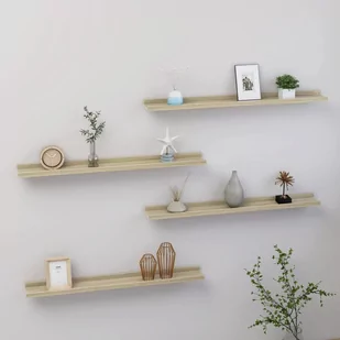 vidaXL vidaXL Półki ścienne, 4 szt., dąb sonoma, 80x9x3 cm - Półki do salonu - miniaturka - grafika 1