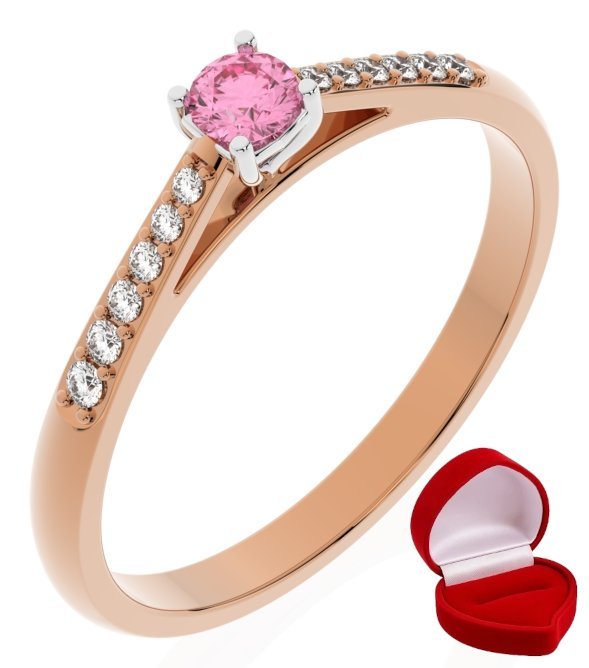 ZŁOTY PIERŚCIONEK ZARĘCZYNOWY 585 14k SZAFIR 0,09 ct RÓŻOWE ZŁOTO R11