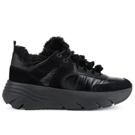 Sneakersy damskie - Buty Geox Diamanta D26UFB0FU85C9999 - czarne - miniaturka - grafika 1