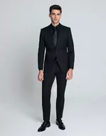 Spodnie męskie - spodnie do zestawu galatro czarny slim fit - miniaturka - grafika 1