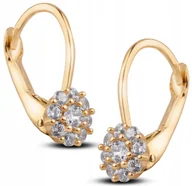 Biżuteria dla dzieci - ZŁOTE KOLCZYKI DLA DZIEWCZYNKI KWIATUSZKI Z BIAŁYMI CYRKONIAMI 14KT 585 - miniaturka - grafika 1