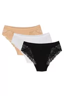 Majtki damskie - Wol-Bar Eco-Zo 3-pak beżowy-biały-czarny L Majtki figi - miniaturka - grafika 1