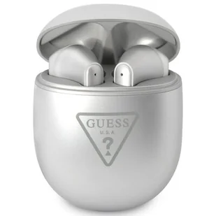 Guess GUTWST82TRS TWS Triangle Logo srebrne - Słuchawki - miniaturka - grafika 1