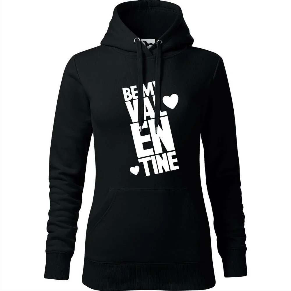 Damska Bluza Z Kapturem - Be My Valentine Czarny L
