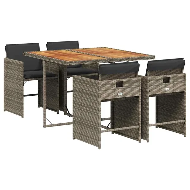 Zestaw mebli ogrodowych rattan PE, stół 110x106x73 cm, krzesła szare
